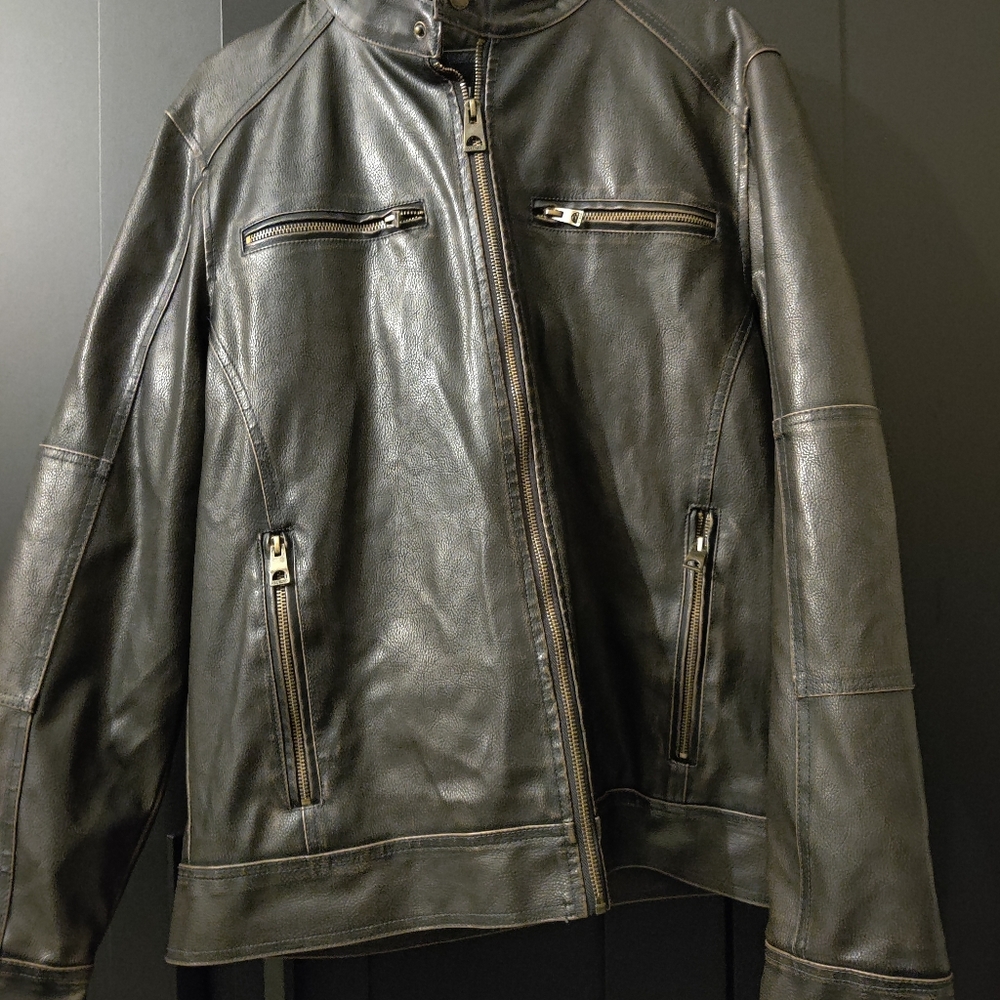 Guess hooded Leather Jacket - Picture 2 of 4
